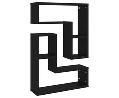 Sieninės lentynos, 2vnt., juodos spalvos, 50x15x50cm, MDP