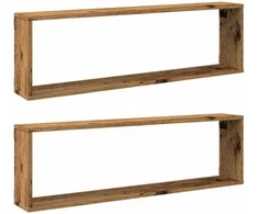 Sieninės lentynos, 2vnt., medienos, 100x15x30cm, kubo formos