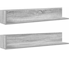 Sieninės lentynos, 2vnt., pilkos, 100x16,5x16,5cm, mediena