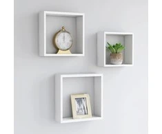 Sieninės lentynos, 3vnt., baltos spalvos, MDF, kubo formos