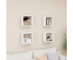 Sieninės lentynos, 4vnt., baltos, 26x15x26cm, kubo formos