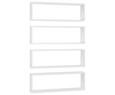Sieninės lentynos, 4vnt., baltos, 80x15x26,5cm apdirbta mediena