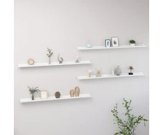 Sieninės lentynos, 4vnt., baltos spalvos, 115x9x3cm, blizgios