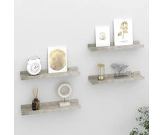 Sieninės lentynos, 4vnt., betono pilkos spalvos, 40x9x3cm