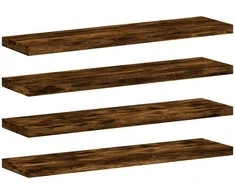 Sieninės lentynos, 4vnt., dūminio ąžuolo, 40x10x1,5cm, mediena