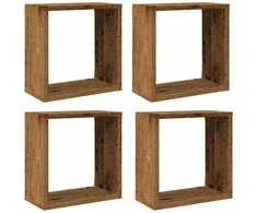 Sieninės lentynos, 4vnt., medienos, 30x15x30cm, mediena