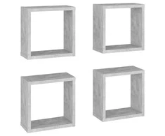 Sieninės lentynos, 4vnt., pilkos, 30x15x30cm, kubo formos