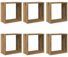 Sieninės lentynos, 6vnt., artisano, 30x15x30cm, mediena