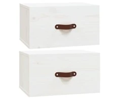 Sieninės naktinės spintelės, 2vnt., baltos, 40x29,5x22cm