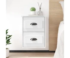 Sieninės naktinės spintelės, 2vnt., baltos, 41,5x36x53cmcm