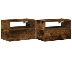 Sieninės naktinės spintelės, 2vnt., dūminio, 45x26x28,5cm