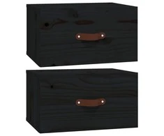 Sieninės naktinės spintelės, 2vnt., juodos, 40x29,5x22cm