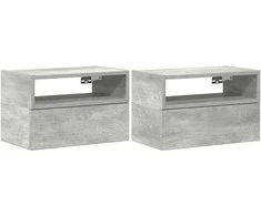 Sieninės naktinės spintelės, 2vnt., pilka, 45x26x28,5cm