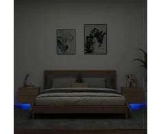 Sieninės naktinės spintelės su LED, 2vnt., ąžuolo