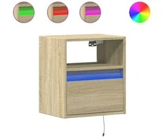 Sieninės naktinės spintelės su LED, 2vnt., ąžuolo