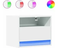 Sieninės naktinės spintelės su LED, 2vnt., baltos