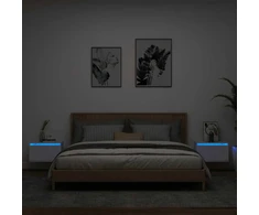 Sieninės naktinės spintelės su LED, 2vnt., baltos