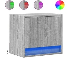 Sieninės naktinės spintelės su LED, 2vnt., pilkos ąžuolo