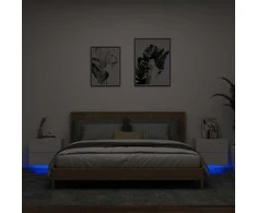 Sieninės naktinės spintelės su LED, 2vnt., baltos