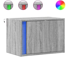 Sieninės naktinės spintelės su LED, 2vnt., pilkos ąžuolo