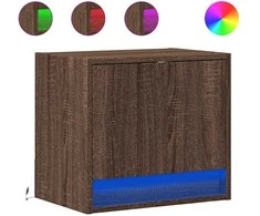 Sieninės naktinės spintelės su LED, 2vnt., rudos ąžuolo