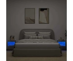 Sieninės naktinės spintelės su LED, 2vnt., betono pilkos
