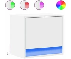 Sieninės naktinės spintelės su LED, 2vnt., baltos