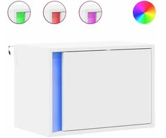 Sieninės naktinės spintelės su LED, 2vnt., baltos