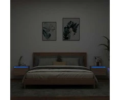 Sieninės naktinės spintelės su LED, 2vnt., ąžuolo