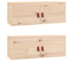 Sieninės spintelės, 2vnt., 80x30x30cm, pušies medienos masyvas