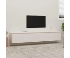 Sieninės spintelės, 2vnt., baltos, 100x30x35cm, pušies masyvas