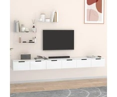 Sieninės spintelės, 2vnt., baltos, 102x30x20cm, mediena
