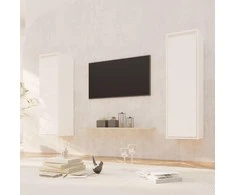 Sieninės spintelės, 2vnt., baltos, 30x30x100cm, pušies masyvas