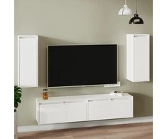 Sieninės spintelės, 2vnt., baltos, 30x30x80cm, pušies masyvas