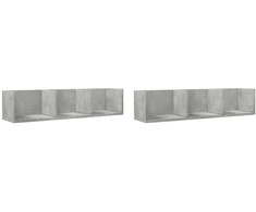 Sieninės spintelės, 2vnt., betono pilkos, 75x18x16,5cm, mediena