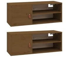 Sieninės spintelės, 2vnt., medaus rudos, 80x30x30cm, pušis