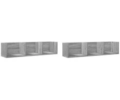 Sieninės spintelės, 2vnt., pilkos ąžuolo, 75x18x16,5cm, mediena