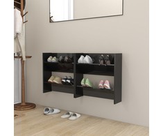 Sieninės spintelės batams, 2vnt., juodos, 60x18x60cm, mediena