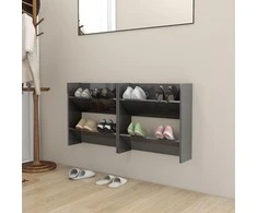 Sieninės spintelės batams, 2vnt., pilkos, 60x18x60cm, mediena