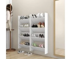 Sieninės spintelės batams, 4vnt., baltos, 60x18x60cm, MDP