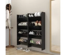 Sieninės spintelės batams, 4vnt., juodos, 60x18x60cm, mediena