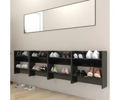 Sieninės spintelės batams, 4vnt., juodos, 60x18x60cm, mediena
