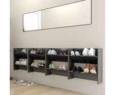 Sieninės spintelės batams, 4vnt., pilkos, 60x18x60cm, mediena
