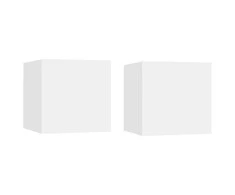 Sieninės televizoriaus spintelės, 2vnt., baltos, 30,5x30x30cm
