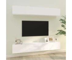 TV staliukas Sieninės televizoriaus spintelės, 4vnt., baltos, 100x30x30cm