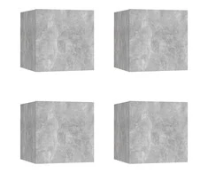 TV staliukas Sieninės televizoriaus spintelės, 4vnt., pilkos, 30,5x30x30cm