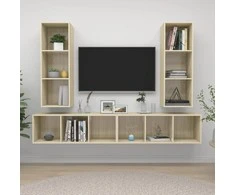 TV staliukas Sieninės televizoriaus spintelės, 4vnt., ąžuolo, mediena