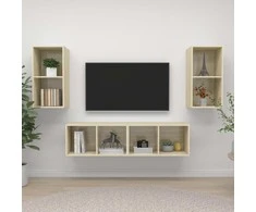 TV staliukas Sieninės televizoriaus spintelės, 4vnt., ąžuolo, mediena