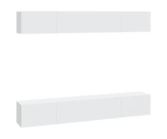 TV staliukas Sieninės televizoriaus spintelės, 4vnt., baltos, 100x30x30cm