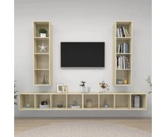 TV staliukas Sieninės televizoriaus spintelės, 4vnt., ąžuolo, mediena